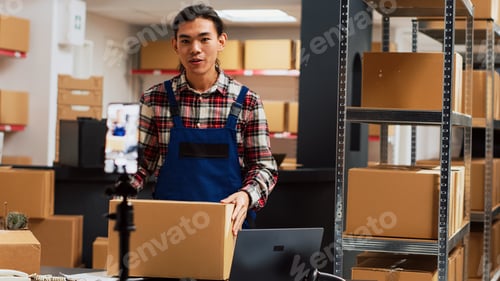 Preview: Young man promoting products on online ad video