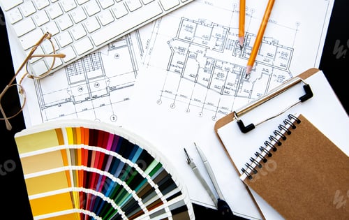 Preview: Architect workplace top view