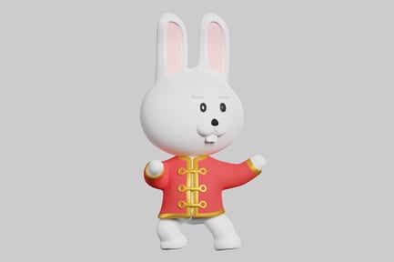 Preview: Cartoon rabbit in traditional clothes