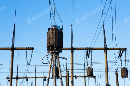Preview: High voltage power transformer substation.