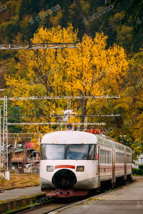 Preview: Borjomi, Samtskhe-Javakheti, Georgia. Suburban Electric Train Ne