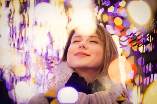 Preview: Young Woman with Lights at Night