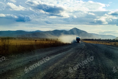 Preview: A lorry speeding up the road