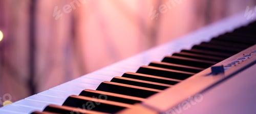 Preview: Piano keys on a beautiful colored background.