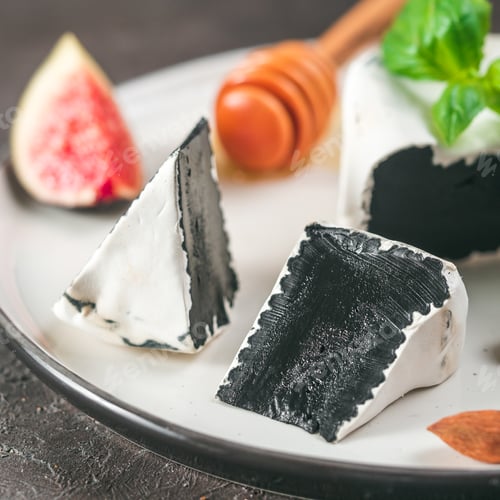 Preview: Unusual black camembert cheese with white mildew