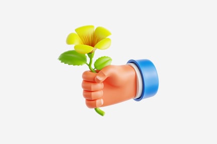 Preview: 3D Hand Holding Yellow Elder Flower