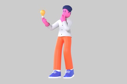 Preview: Cartoon man idea light bulb