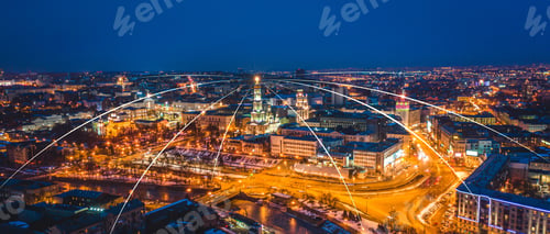 Preview: City digital network connection concept