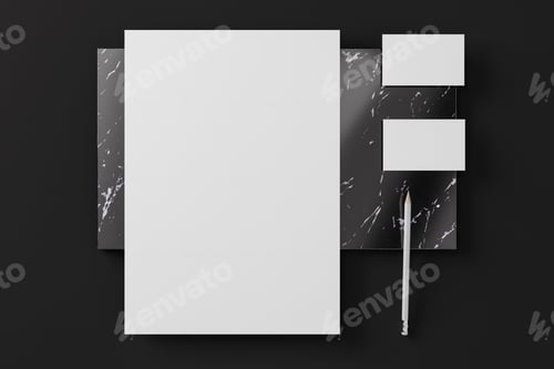 Preview: Corporate identity stationery on black and marble. Template for branding design. Business concept.