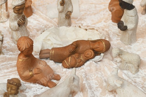 Preview: Ceramic figurines of Joseph Mary and Jesus Christmas creche