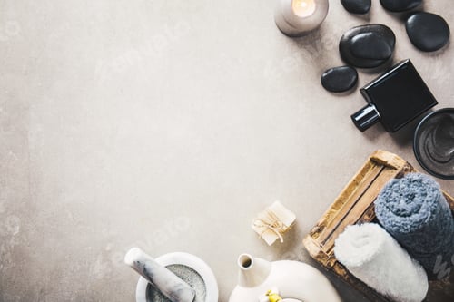 Preview: Spa accessories on grey background