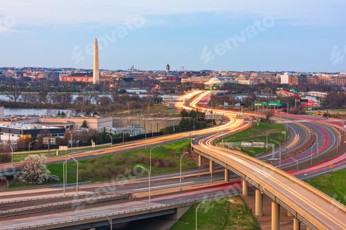 Washington DC, USA Highways at Dusk