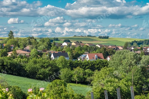 Preview: Scenic view of the Kirchheimbolanden town in Germany surrounded by nature