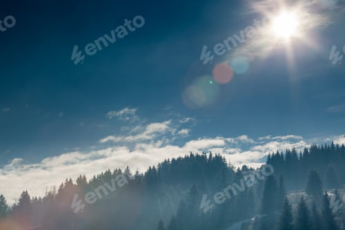 Preview: Sun over beautiful mountains landscape