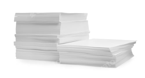 Preview: Stacks of paper sheets on white background