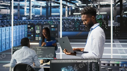 Preview: Data center system administrator analyzing gear issues using node tree tools