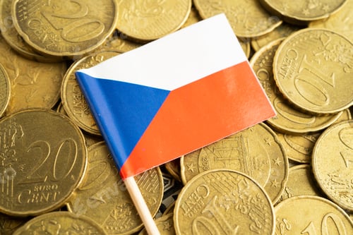 Preview: Stack of coins with Czech flag.