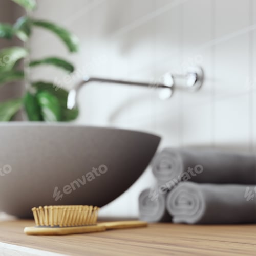 Preview: Cosmetic product display bathroom interior background. 3d illustration