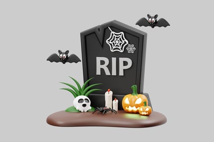 Preview: Halloween tombstone with pumpkin decoration