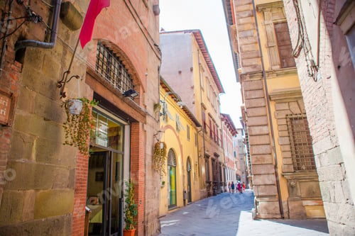 Preview: Old beautiful empty narrow streets in small city of Lucca in Italy