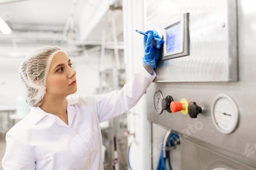 Preview: woman programming computer at ice cream factory