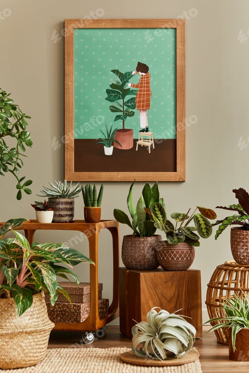 Preview: Stylish botany composition of home garden interior