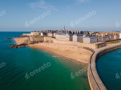 Preview: Aerial View of the Walled City of Saint-Malo, France