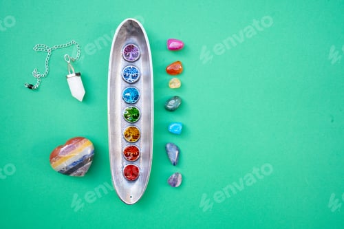 Preview: seven chakras stones, energy healing concept