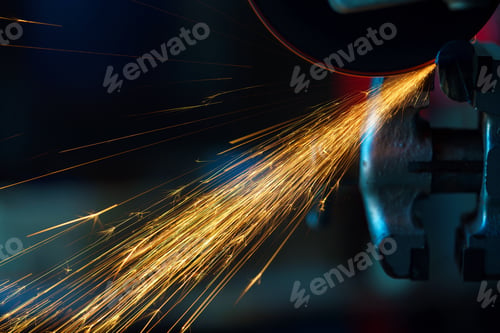 Preview: Angular grinding machine is cutting the metal and a lot of spark