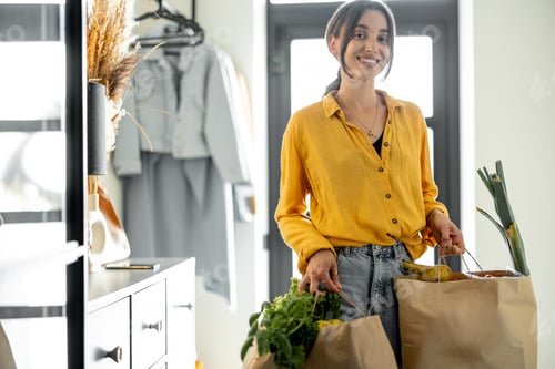 Preview: Woman comes home with bags full of fresh groceries