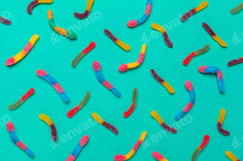 Preview: marmalade candy or gum on a color background