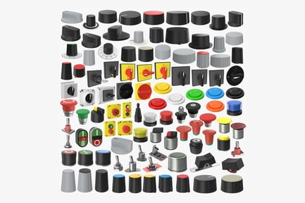 Preview: Control Panel Elements: Knobs, Switches, Buttons - 102 Variations
