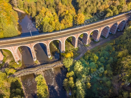 Preview: Aerial view of Old Stone railroad bridge