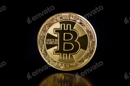 Preview: Golden bitcoins. Coin of cryptocurrency.