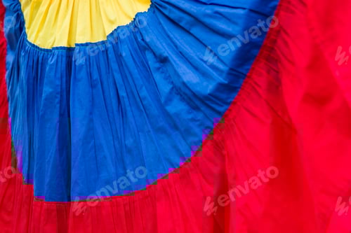 Preview: Abstract Texture of Yellow Blue and Red Fabric