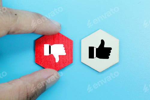 Preview: hexagon with symbols fingers good and not good