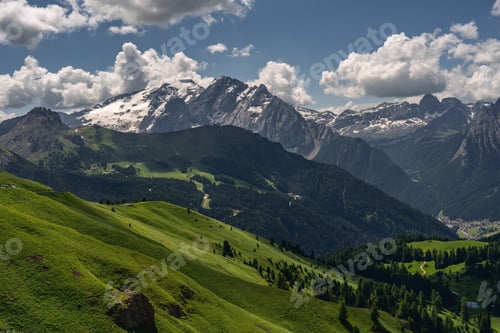 Preview: Scenery landscape with mountain hill under blue sky