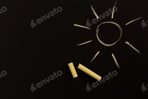 Preview: Sun Draw By Chalk On Black Board