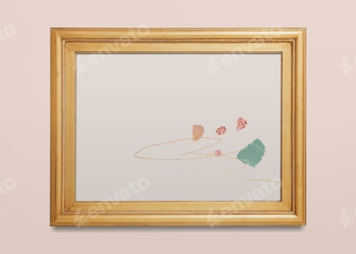 Preview: Gold picture frame mockup illustration