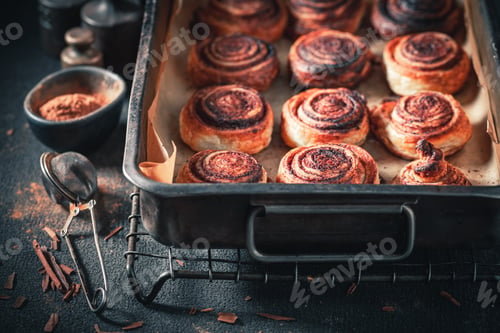 Preview: Sweet cinnamon rolls as christmas dessert. Swedish delicacy.