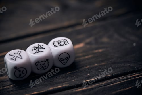 Preview: Cubes dice with funny life style symbols.
