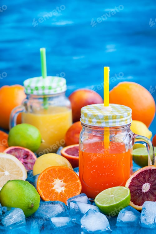 Refreshing Citrus Drinks with Colorful Summer Fruits