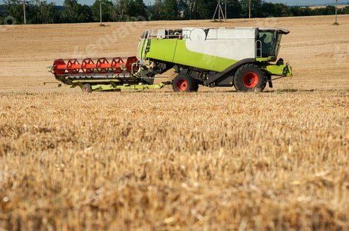 Preview: combine harvester with unhooked header cutter, transports for harvesting work