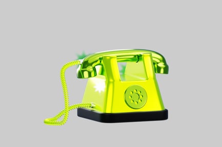 Visualização: Objeto de telefone de mesa verde retrô