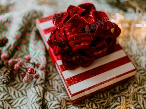 Preview: Festive Red and White Striped Christmas Gift