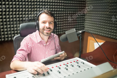 Preview: Good looking radio presenter at radio station