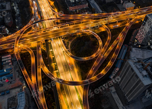 Preview: Aerial view of the viaduct on Optics Valley Avenue, Wuhan, China