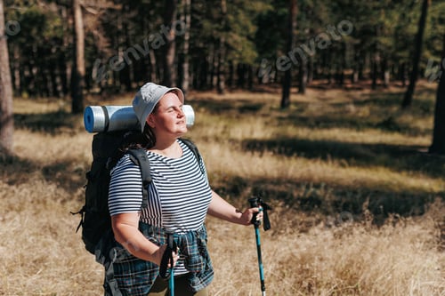 Preview: Bold Steps Hiking Journey with an Overweight Woman Celebrating Nature Wonders