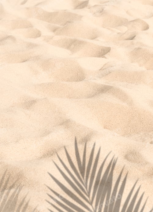 Preview: Summer nature sand beach background with abstract shadow coconut palm leaf on sunlight