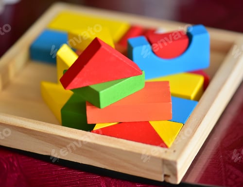 Preview: Educational toys - wooden puzzle - geometric shapes
